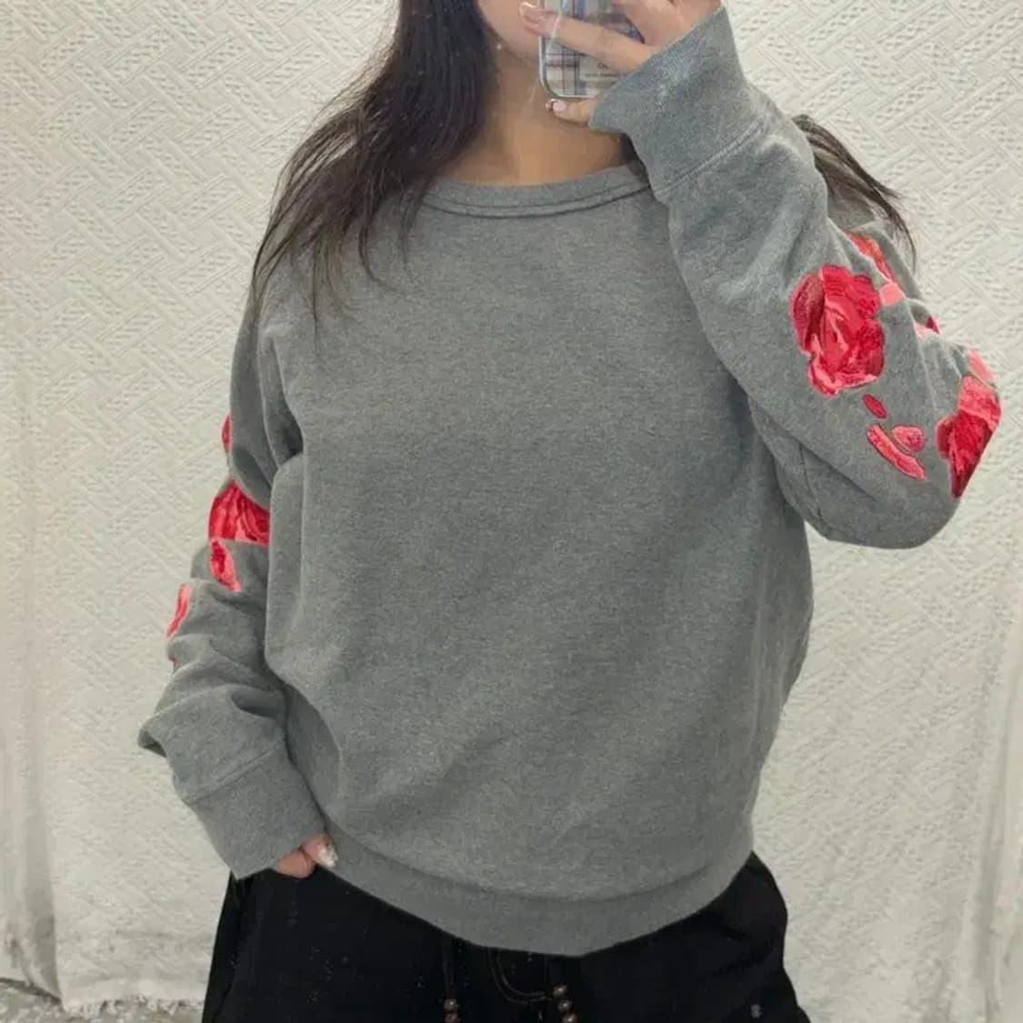 아워레가시 로즈 자수 약기모 스웻셔츠 맨투맨 50 C06105 상품이미지1