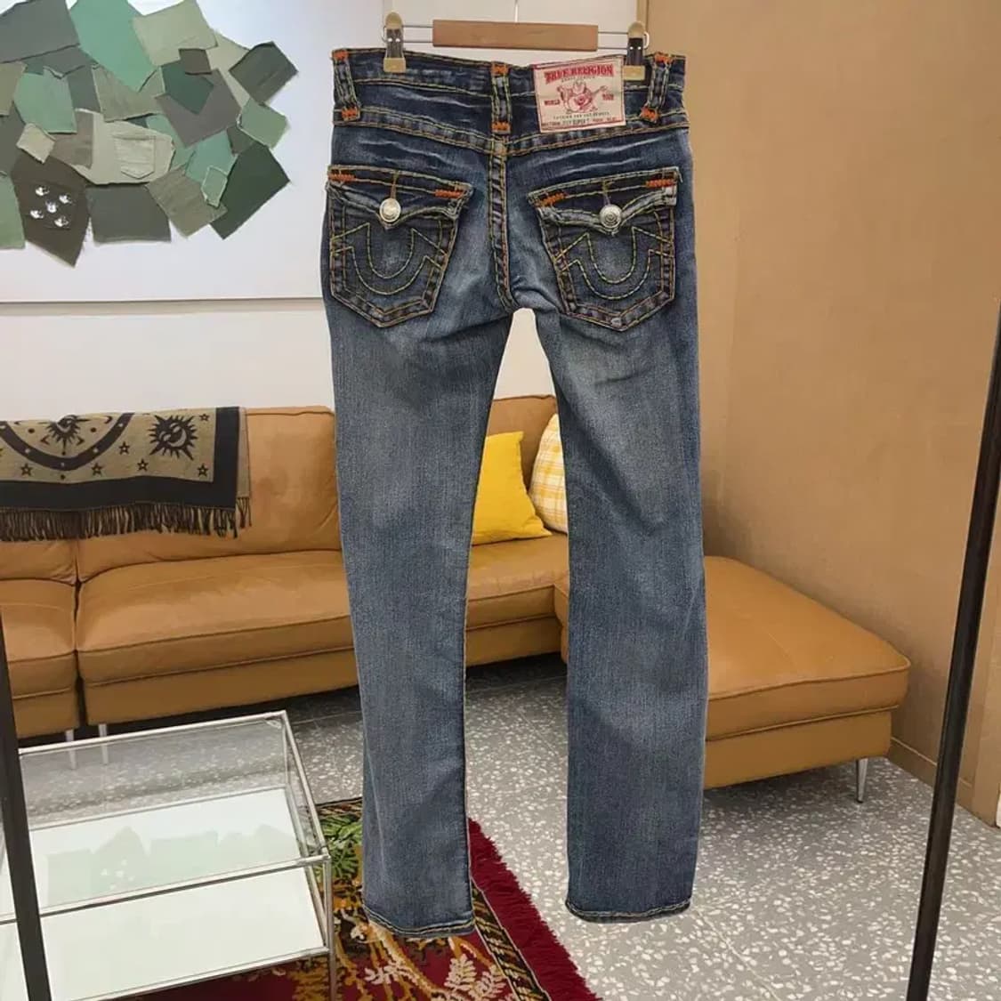 트루릴리젼 조이슈퍼티 Y2K 로우라이즈 데님 청바지 27인치 C06115 상품이미지2