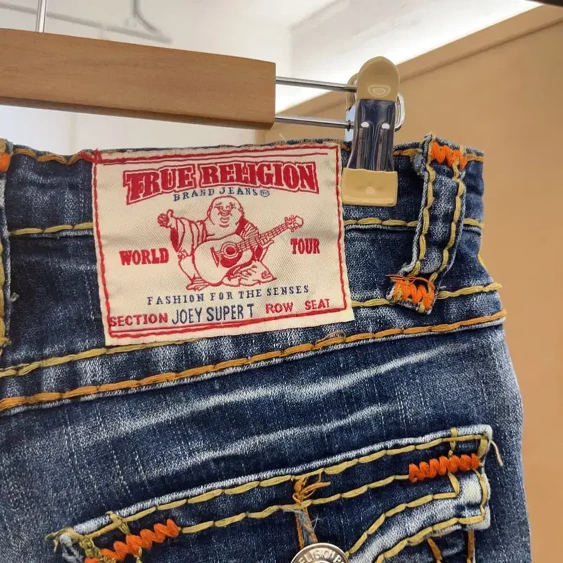 트루릴리젼 조이슈퍼티 Y2K 로우라이즈 데님 청바지 27인치 C06115 상품이미지3