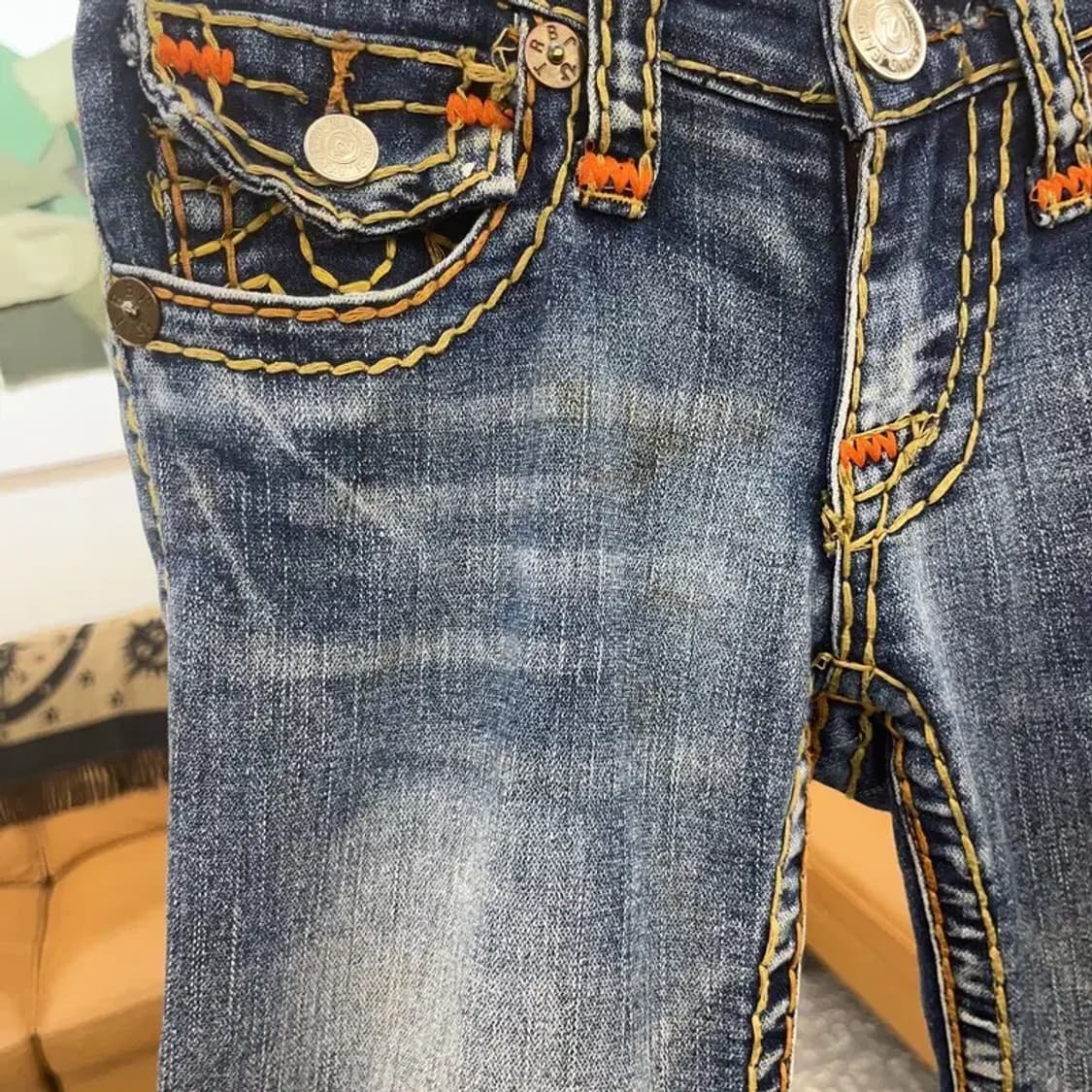 트루릴리젼 조이슈퍼티 Y2K 로우라이즈 데님 청바지 27인치 C06115 상품이미지6