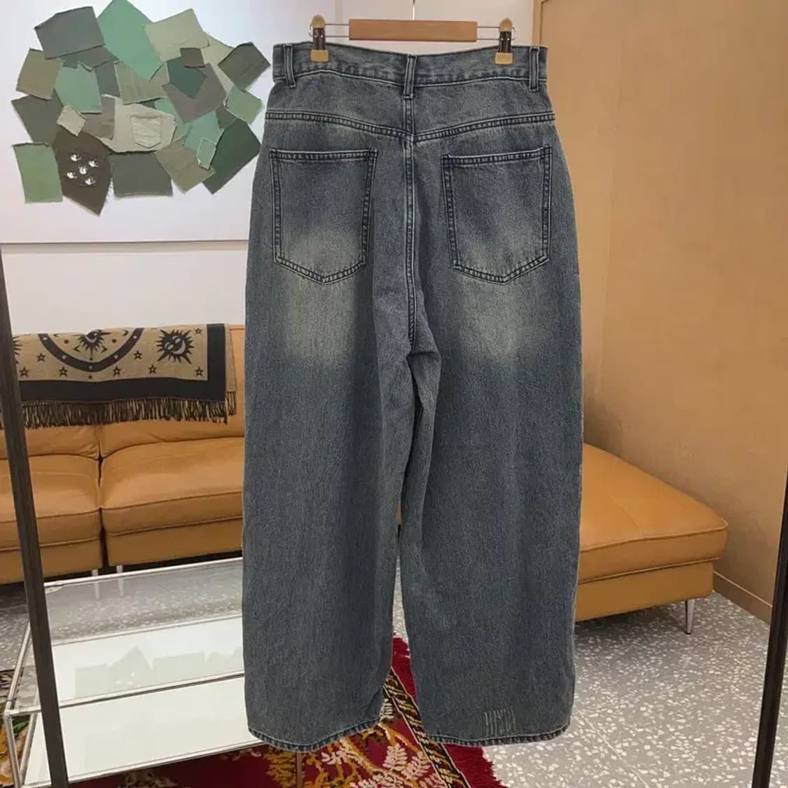 필루미네이트 스크래치 워싱 와이드 데님 청바지 M C06154 상품이미지2