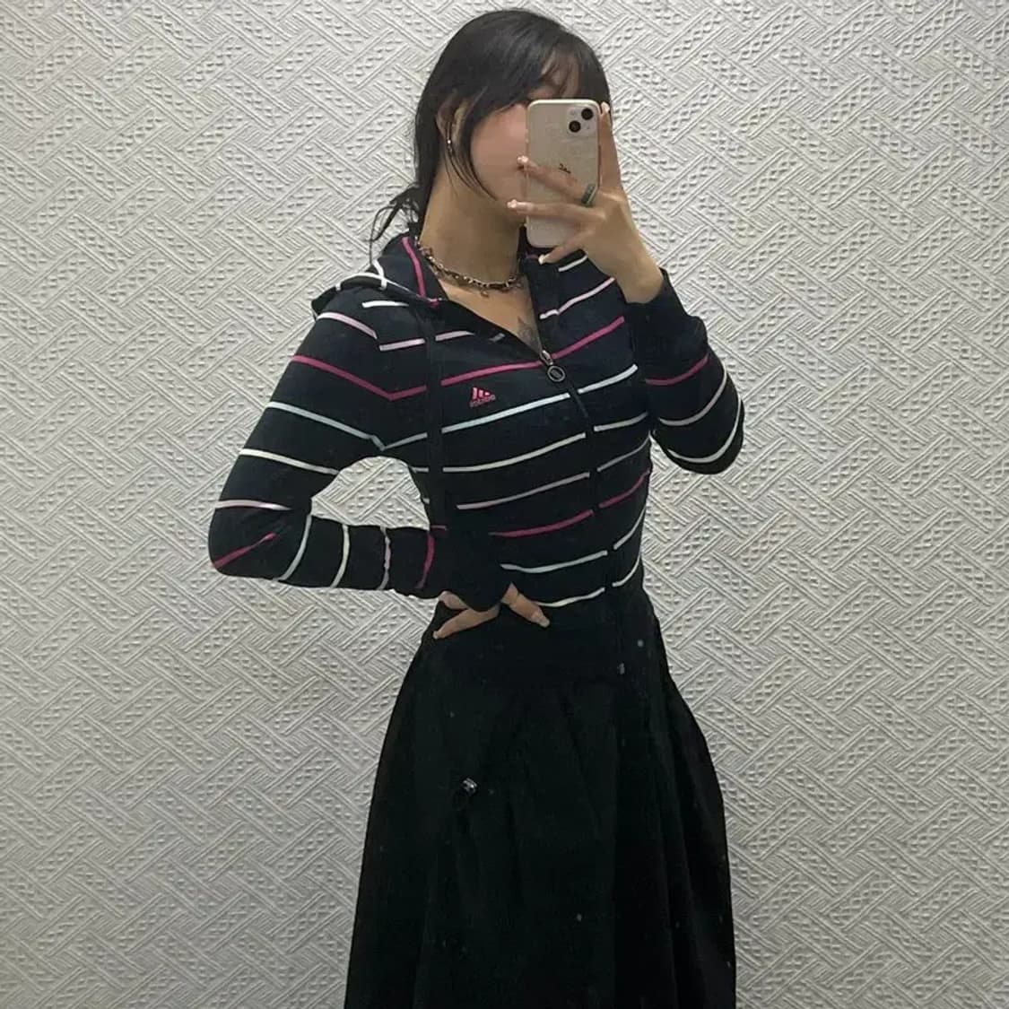 아디다스 자수로고 Y2K 스트라이프 후드집업 85 C06387 상품이미지2