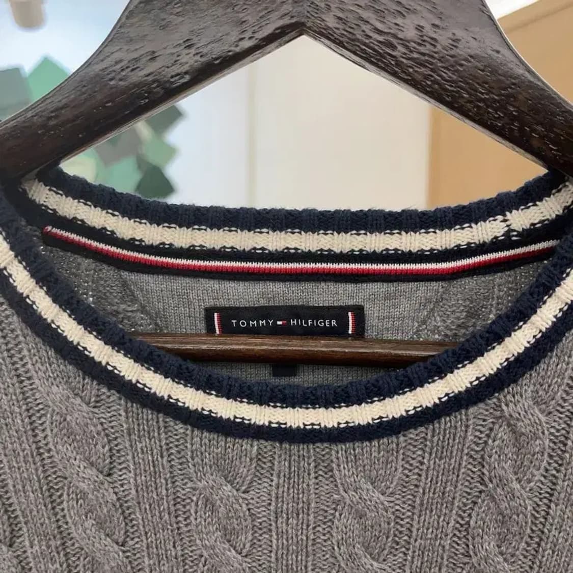 타미힐피거 캐쥬얼 배색 꽈배기 케이블 울 니트 95 C06408 상품이미지5