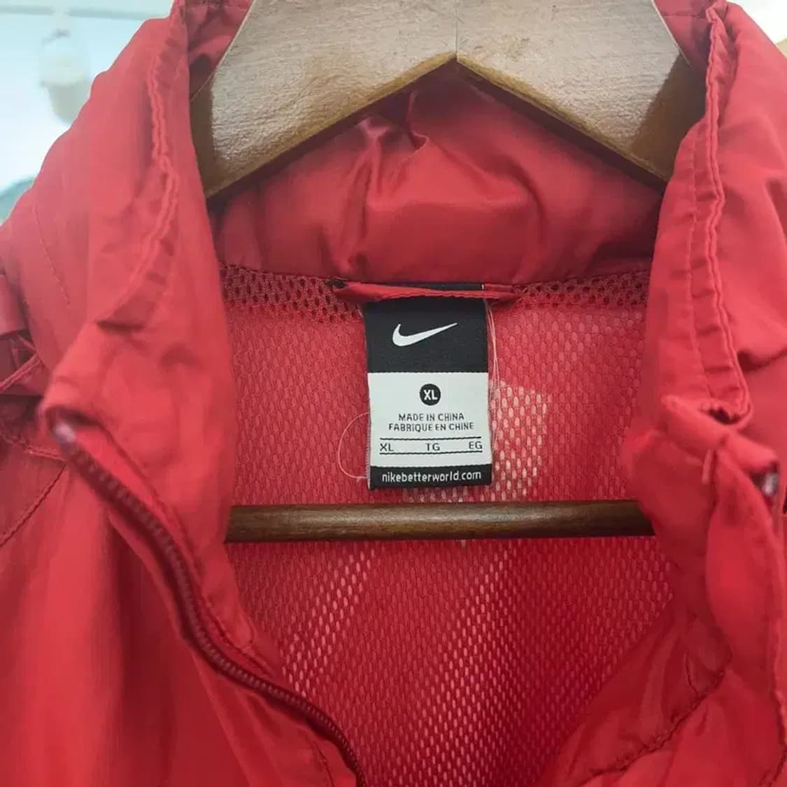 나이키 레드 올드스쿨 오버핏 러닝 후드집업 바람막이 XL C06410 상품이미지5