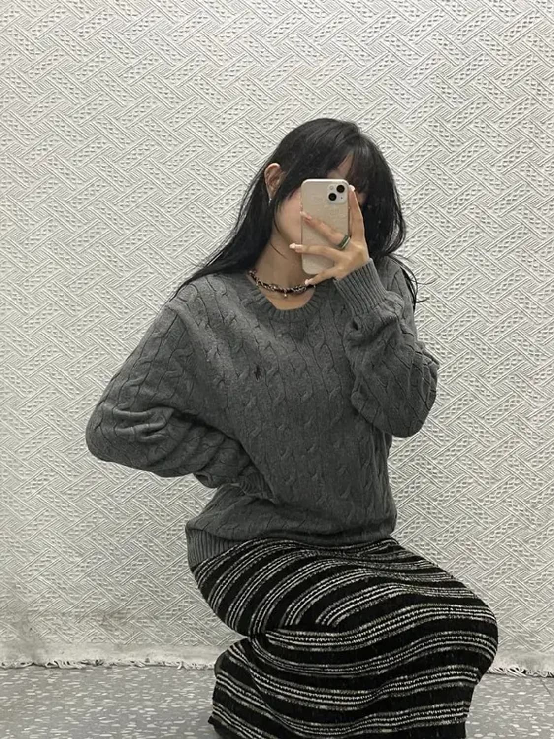 폴로 랄프로렌 그레이 꽈배기 케이블 니트 L C06423 상품이미지1