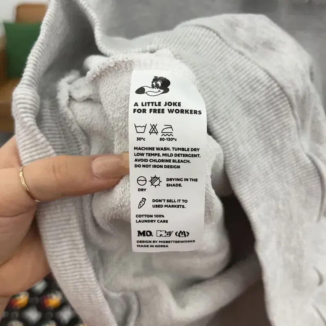 모베러웍스 빈티지 멜란지그레이 손목패치 후드티 XXL C06418 상품이미지7