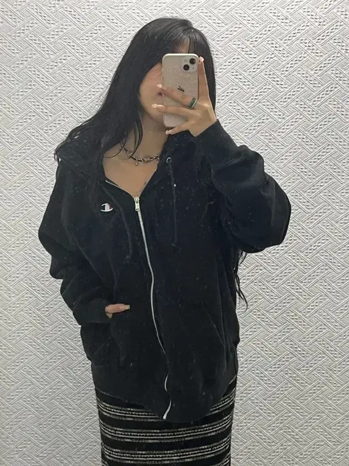 챔피온 리버스위브 빈티지 오버핏 블랙 후드집업 XL C06422 상품이미지2