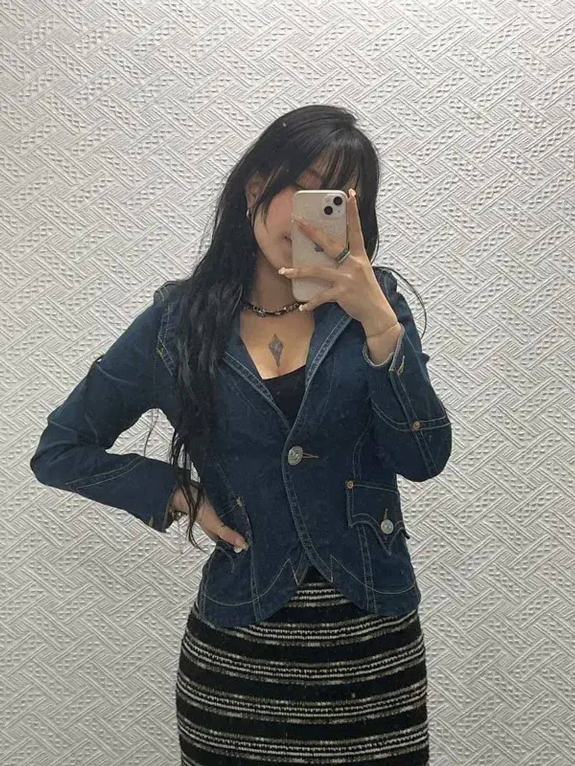 리바이스 컷팅 디테일 원버튼 데님 자켓 M C06447 상품이미지2