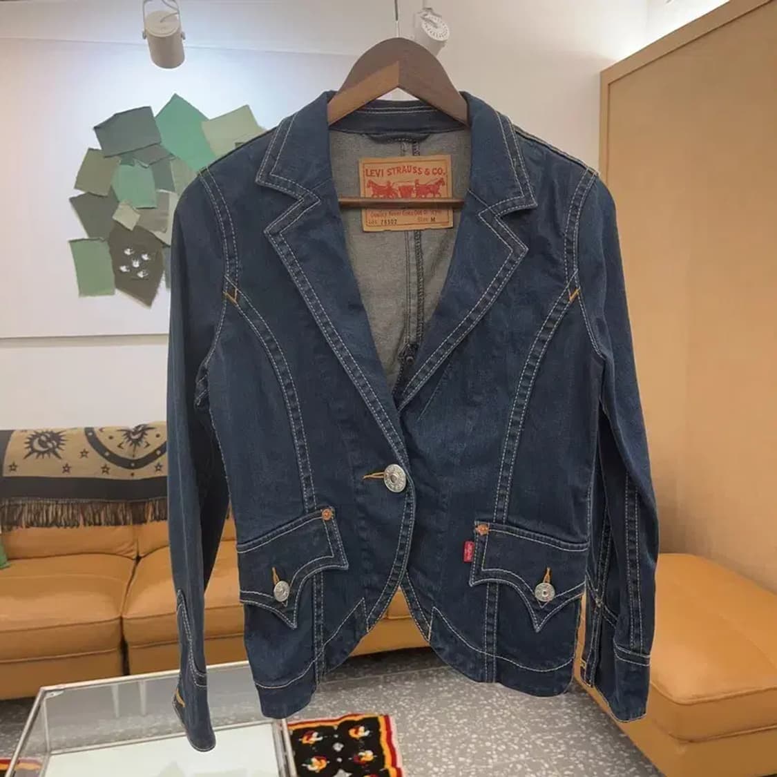 리바이스 컷팅 디테일 원버튼 데님 자켓 M C06447 상품이미지3