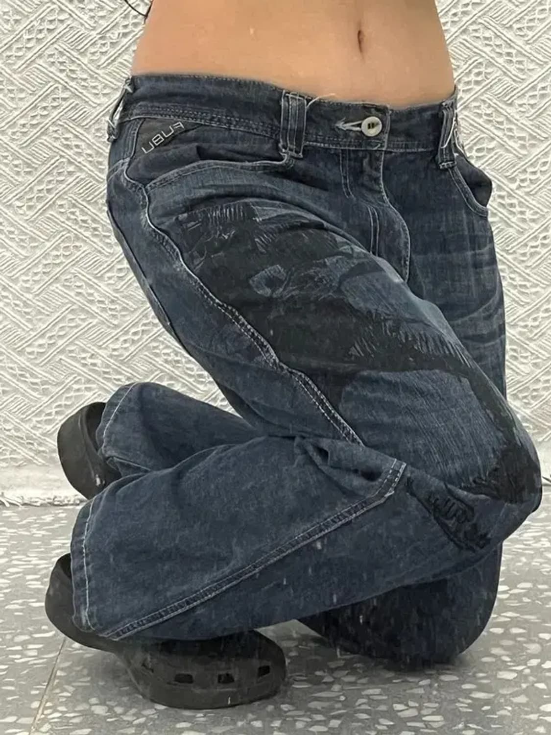 푸부 일본풍 올드스쿨 프린팅 데님 팬츠 31인치 C06469 상품이미지1