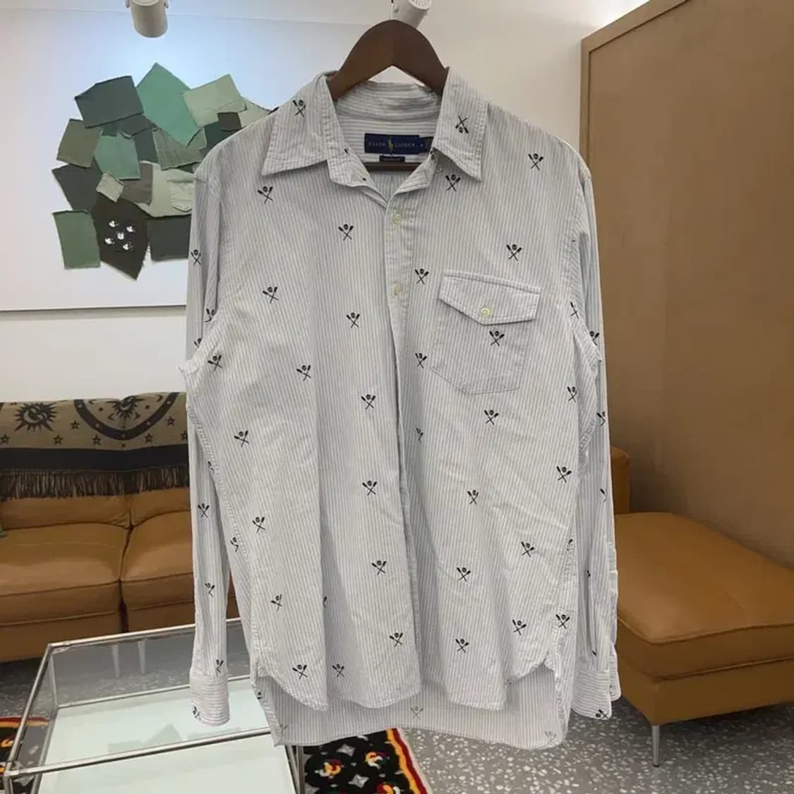 폴로 랄프로렌 럭비 해골패턴 클래식 핏 스트라이프 셔츠 M C06454 상품이미지3