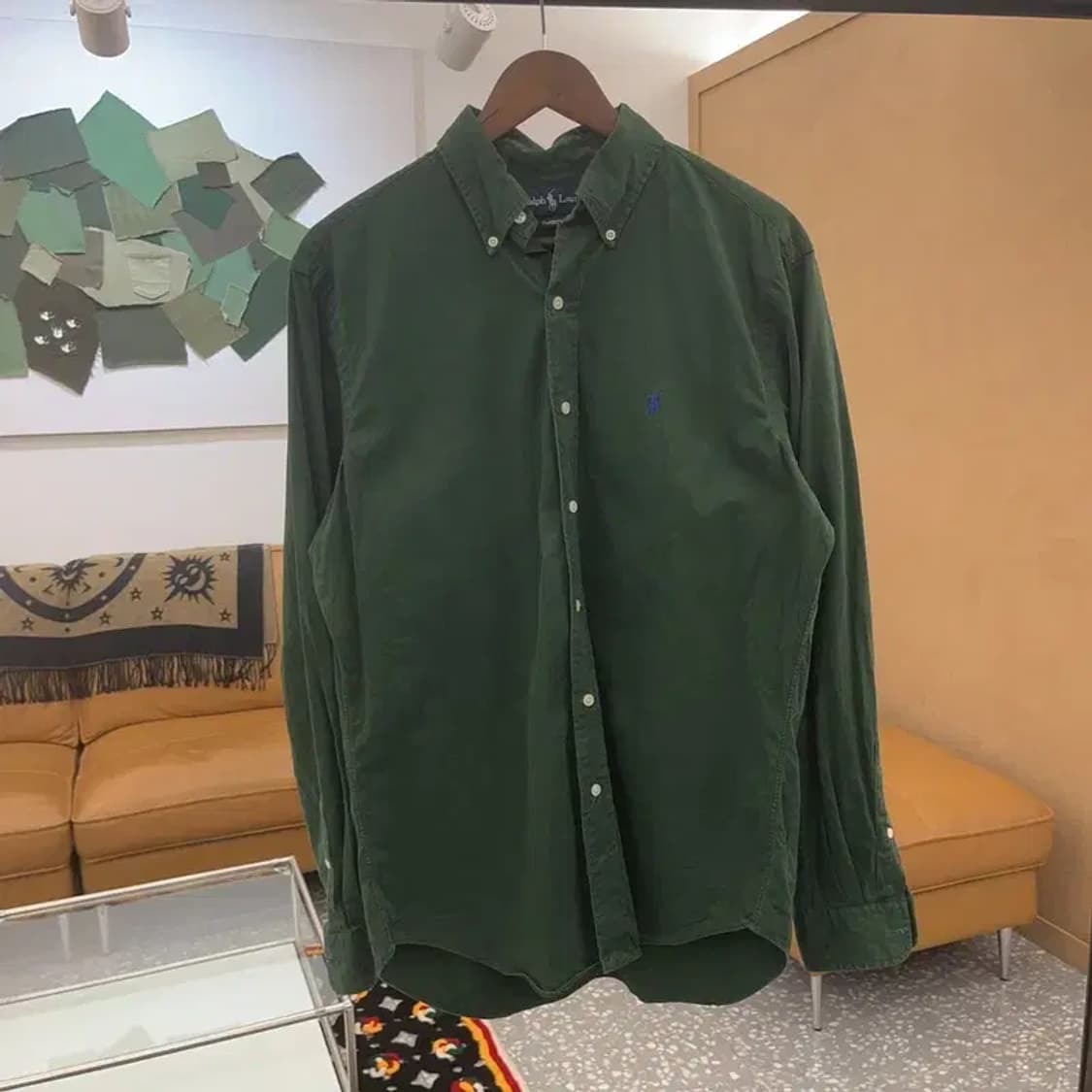 폴로 랄프로렌 올리브 클래식핏 자수로고 오버핏 셔츠 M C06463 상품이미지3