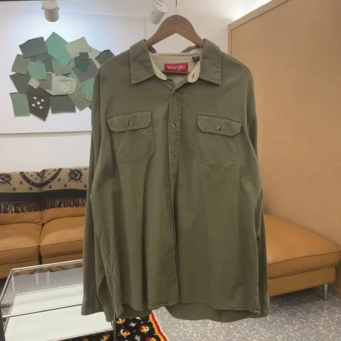 랭글런 사파리 올리브 카키 포켓 워크 셔츠 2XL C06518 상품이미지3