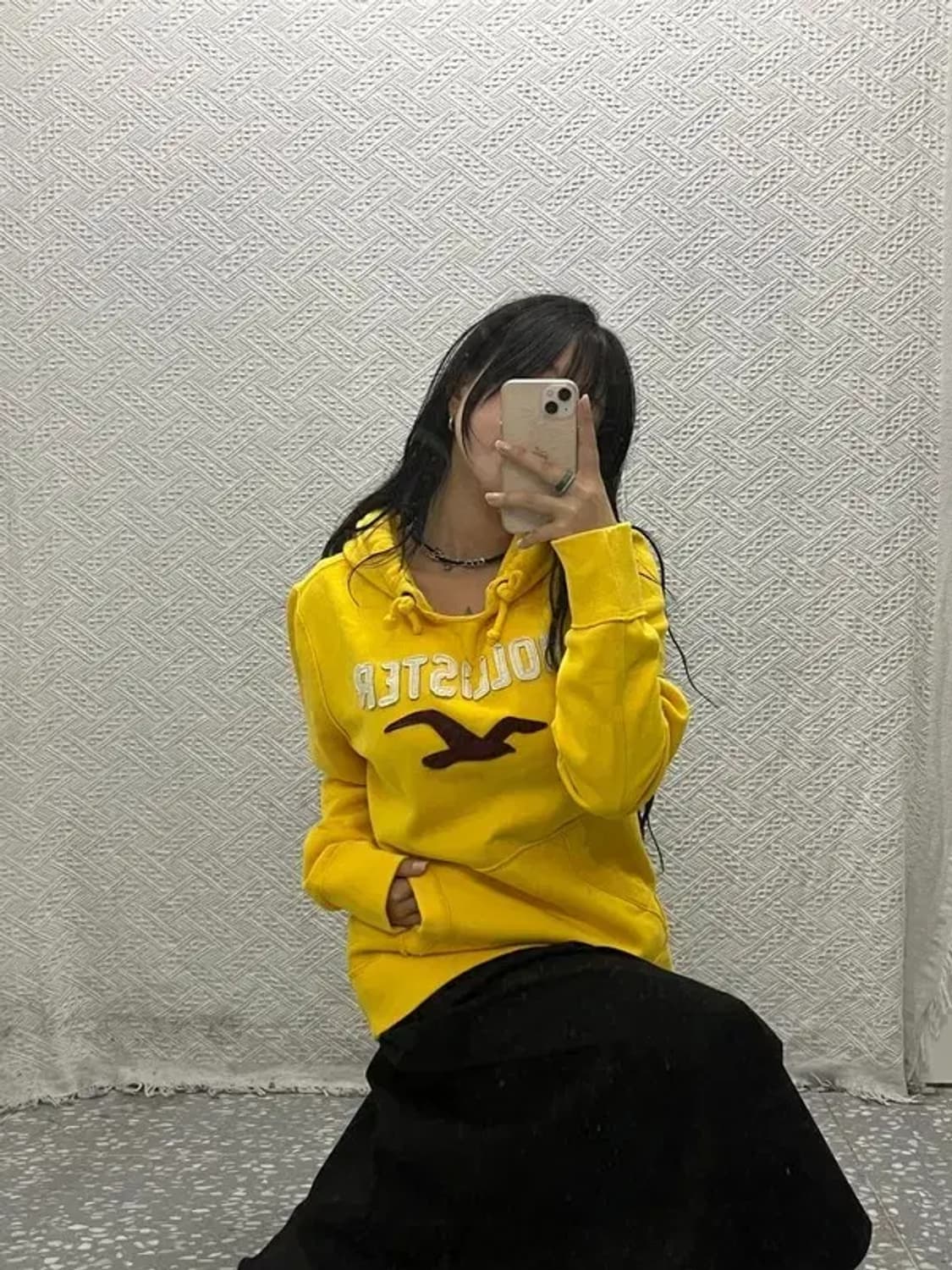 홀리스터 올드스쿨 빈티지 Y2K 머스타드 후드티 M C06537 상품이미지2