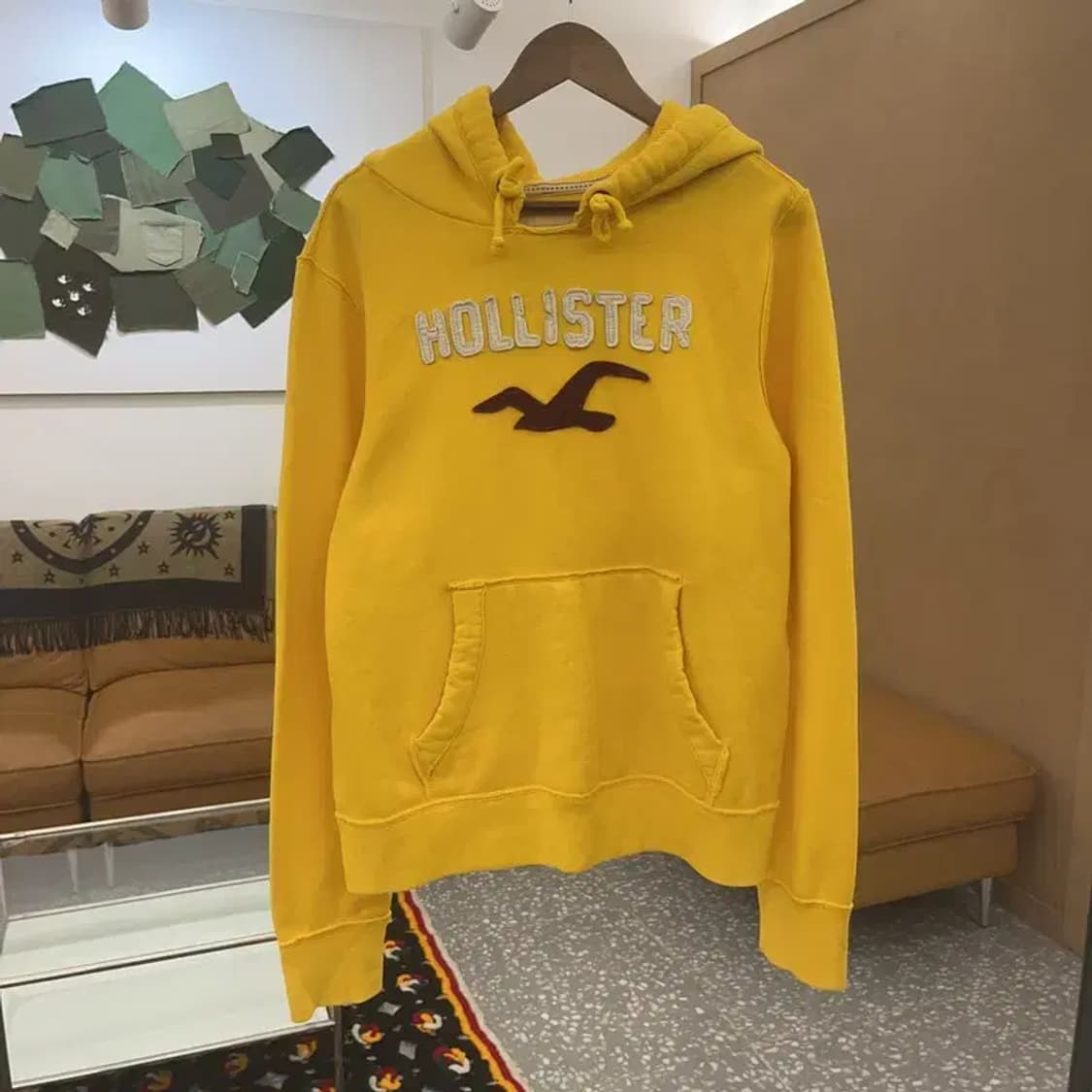 홀리스터 올드스쿨 빈티지 Y2K 머스타드 후드티 M C06537 상품이미지3