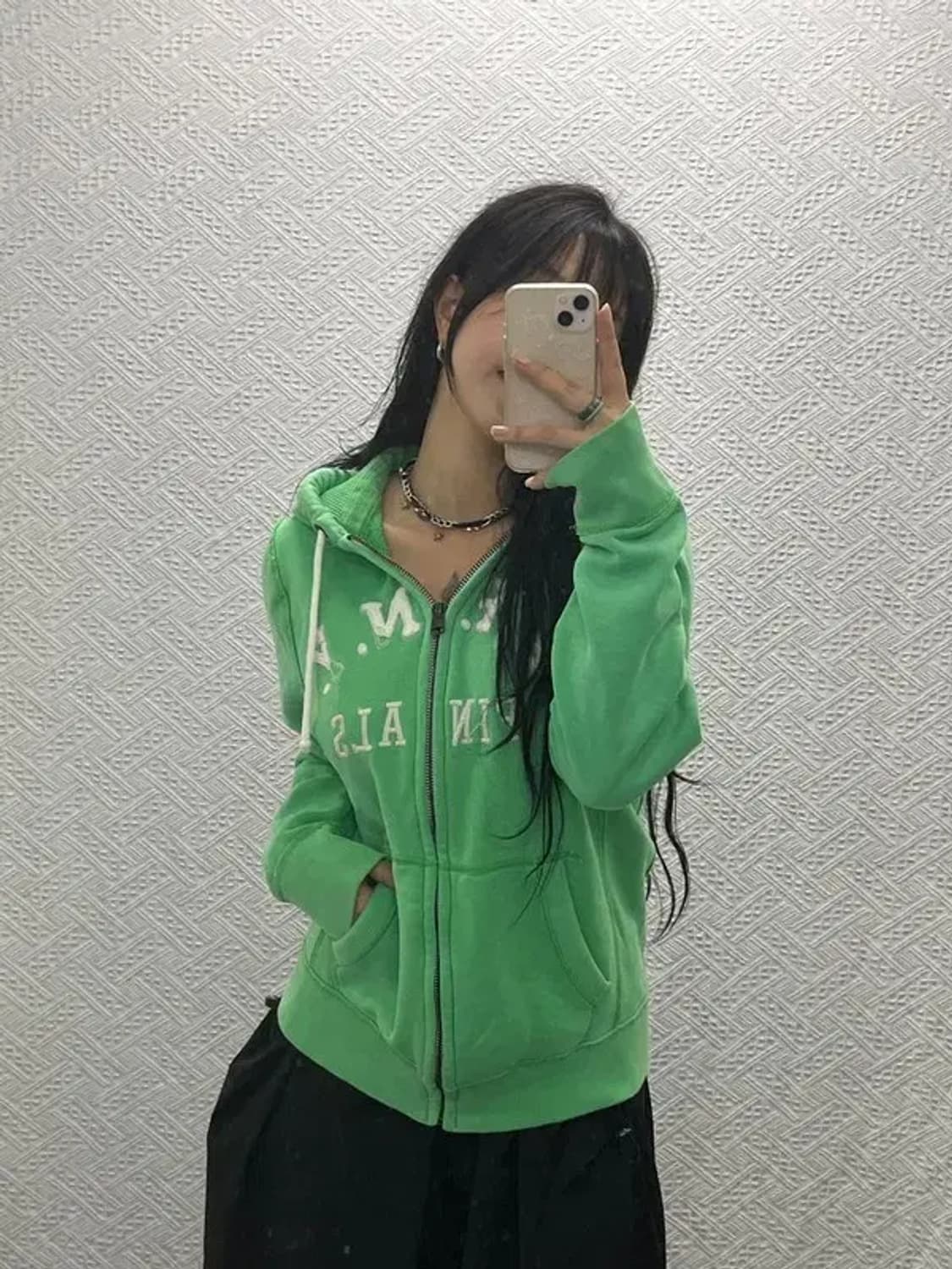 아베크롬비 올드스쿨 빈티지 Y2K 말차 기모 후드집업 C06538 상품이미지1