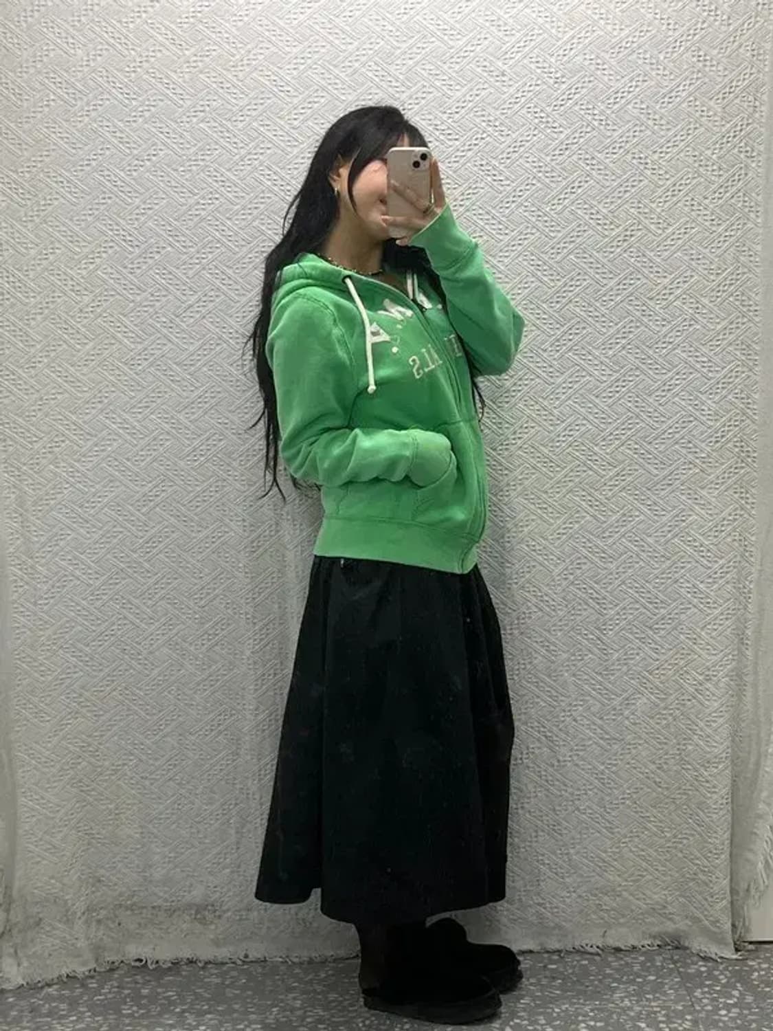 아베크롬비 올드스쿨 빈티지 Y2K 말차 기모 후드집업 C06538 상품이미지2