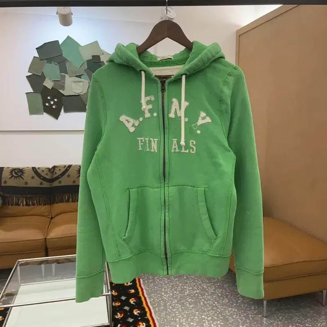 아베크롬비 올드스쿨 빈티지 Y2K 말차 기모 후드집업 C06538 상품이미지3