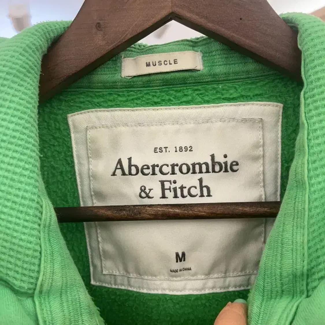 아베크롬비 올드스쿨 빈티지 Y2K 말차 기모 후드집업 C06538 상품이미지5