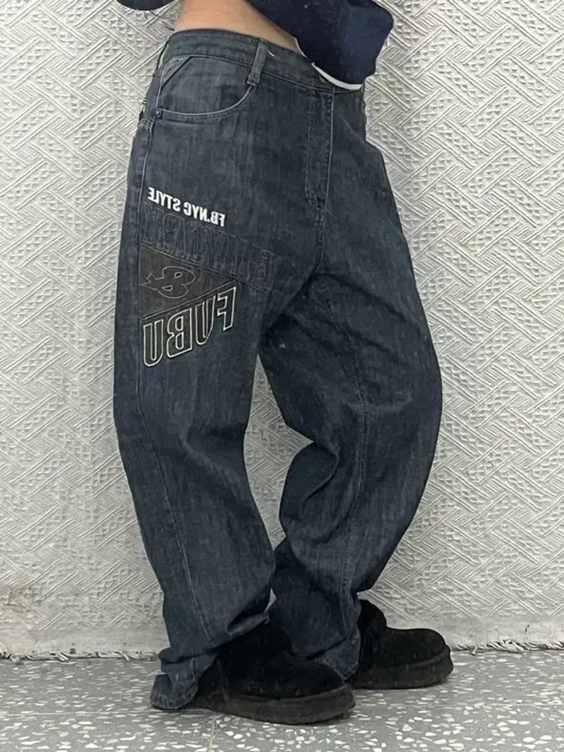 푸부 FUBU 올드스쿨 스트릿 레터링 데님 팬츠 38인치 C06548 상품이미지1