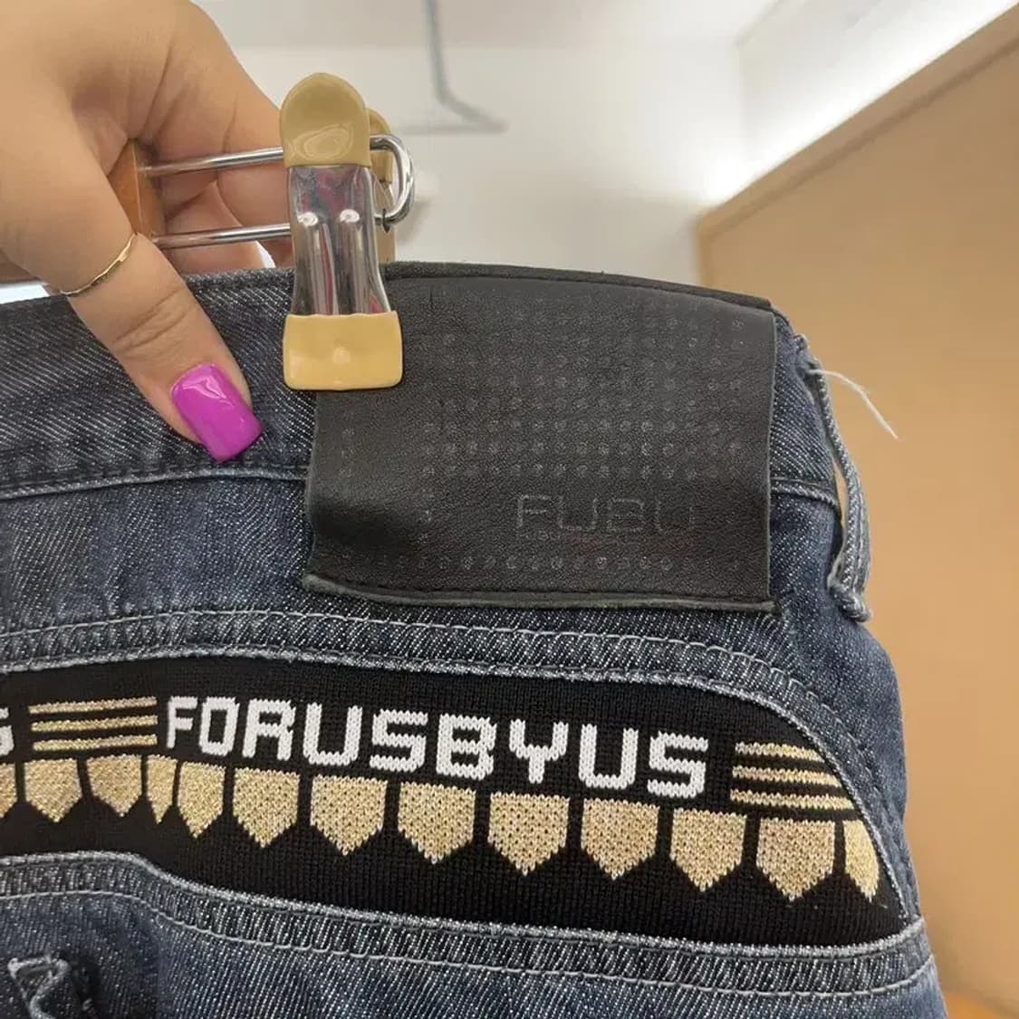 푸부 FUBU 올드스쿨 스트릿 레터링 데님 팬츠 38인치 C06548 상품이미지5