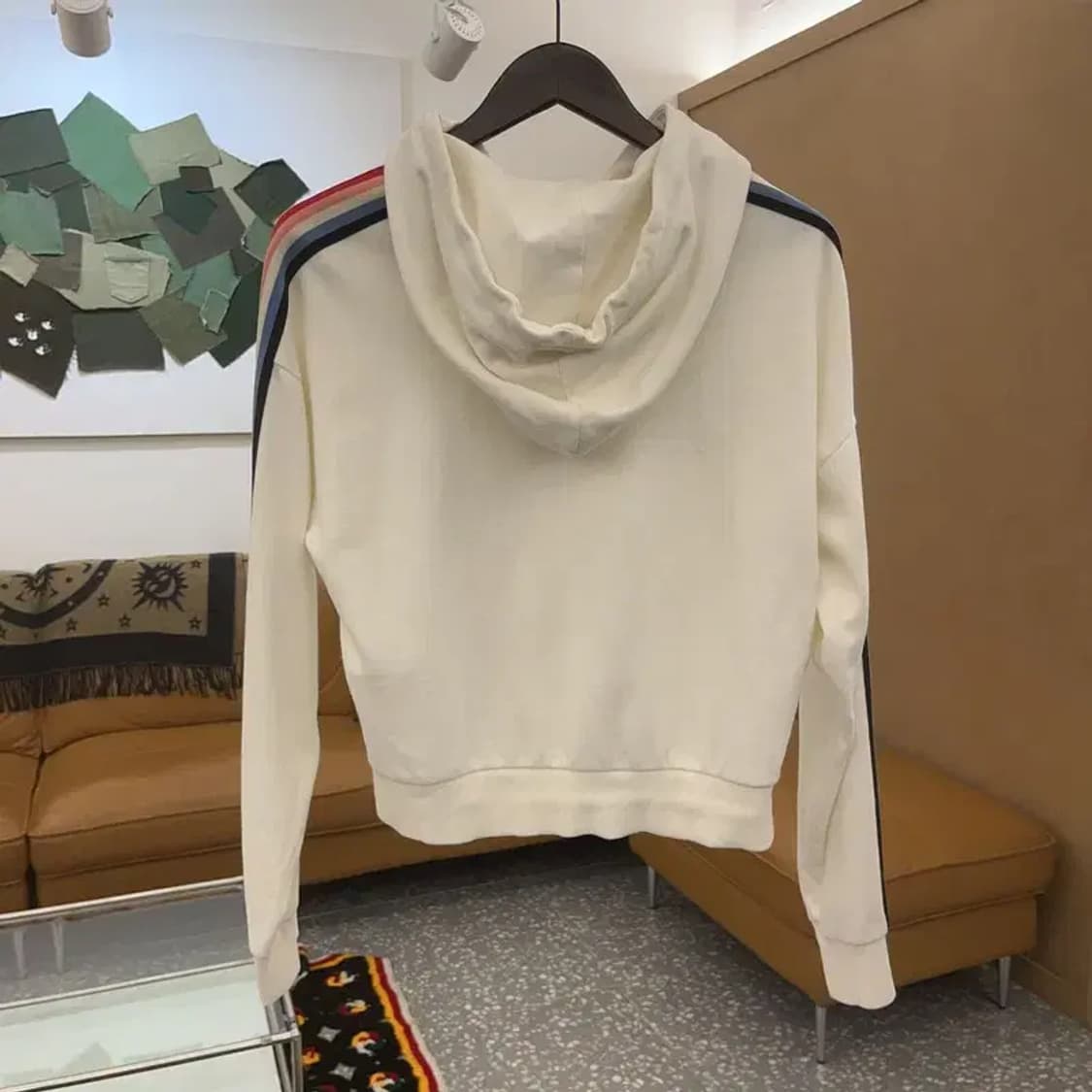 필라 사이드라인 배색 레인보우 크롭 후드집업 M C06556 상품이미지4