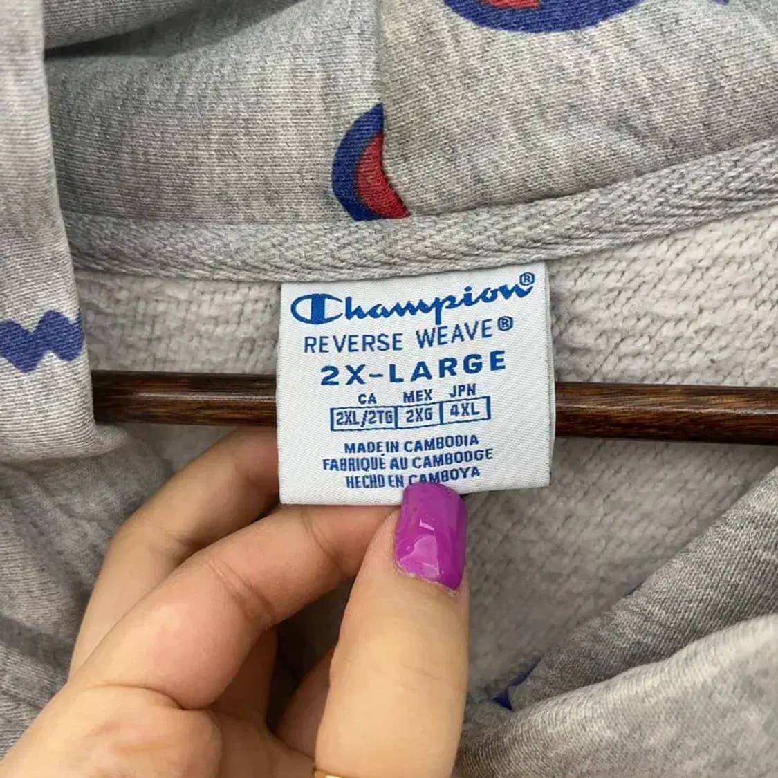 챔피언 올드스쿨 리버스위브 스펠 아웃 기모 후드티 2XL C06570 상품이미지5