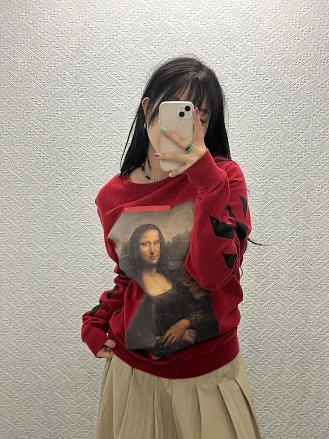 오프화이트 올드스쿨 모나리자 프린팅 맨투맨 XXS C06580 상품이미지1