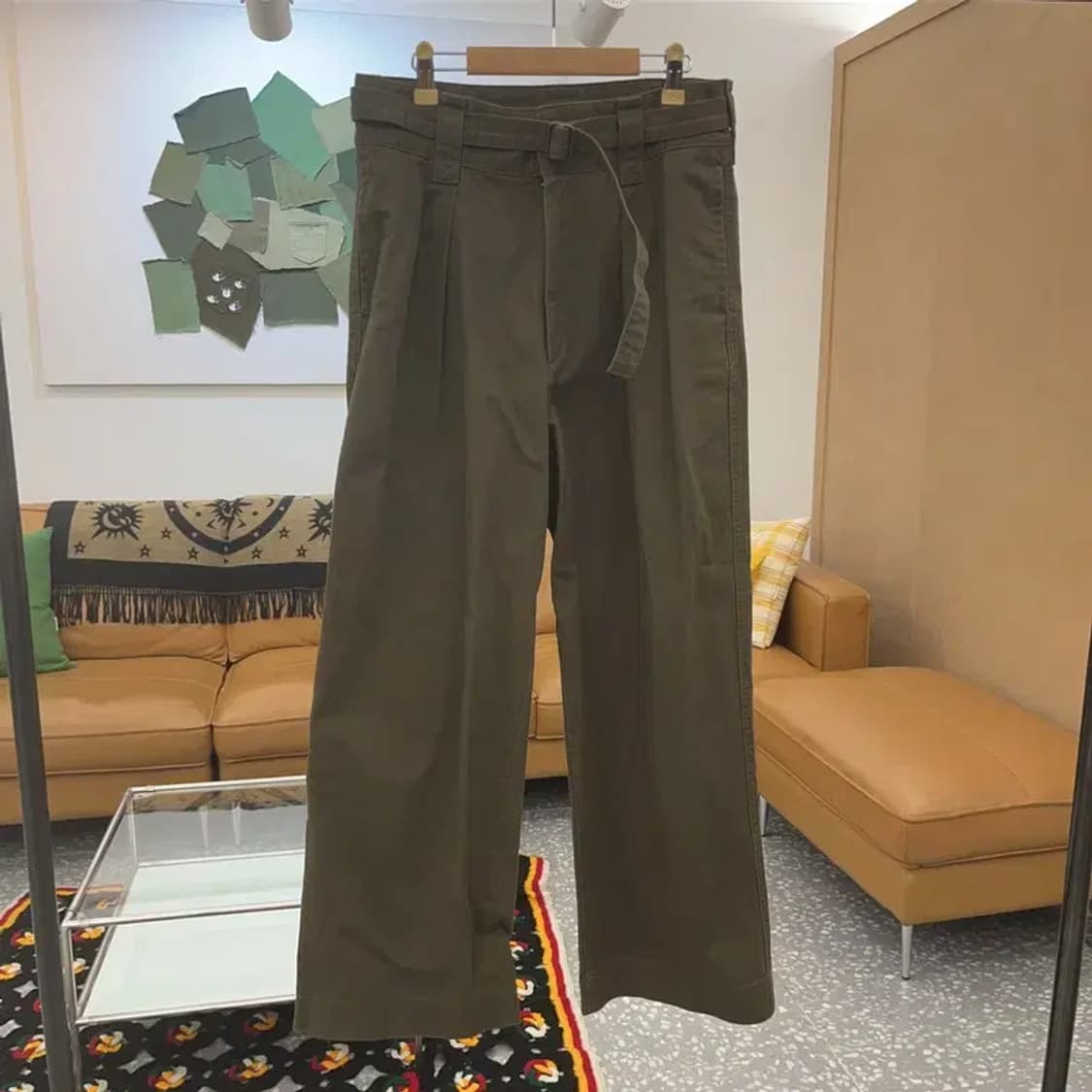 유니클로U 캐주얼 핀턱 벨티드 코튼팬츠 70 C06589 상품이미지3