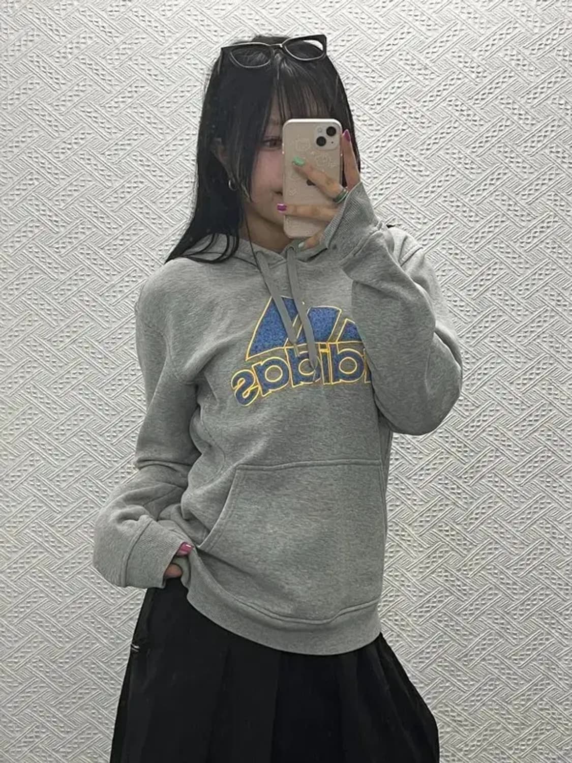 아디다스 빈티지 Y2K 배색 빅로고 후드티 M C06611 상품이미지2