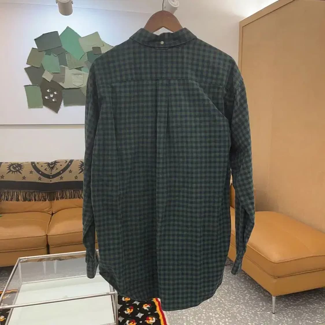 타미힐피거 빈티지 체크 딥그린 오버핏 셔츠 L C06618 상품이미지4