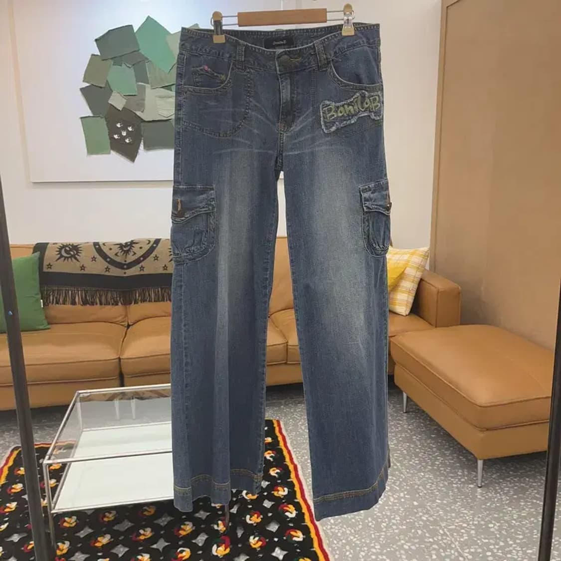 바닐라비 올드스쿨 Y2K 카고팬츠 데님 와이드팬츠 27인치 C06627 상품이미지3