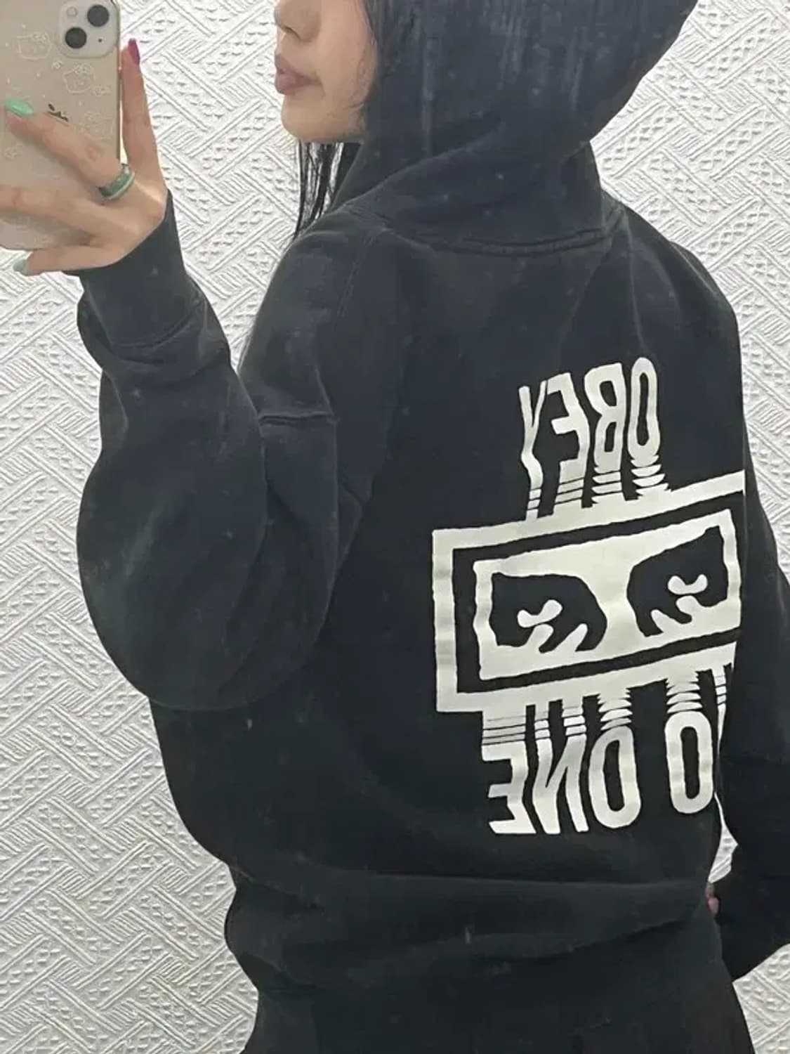 오베이 스트릿 힙합 백프린팅 기모 후드티 M C06613 상품이미지1