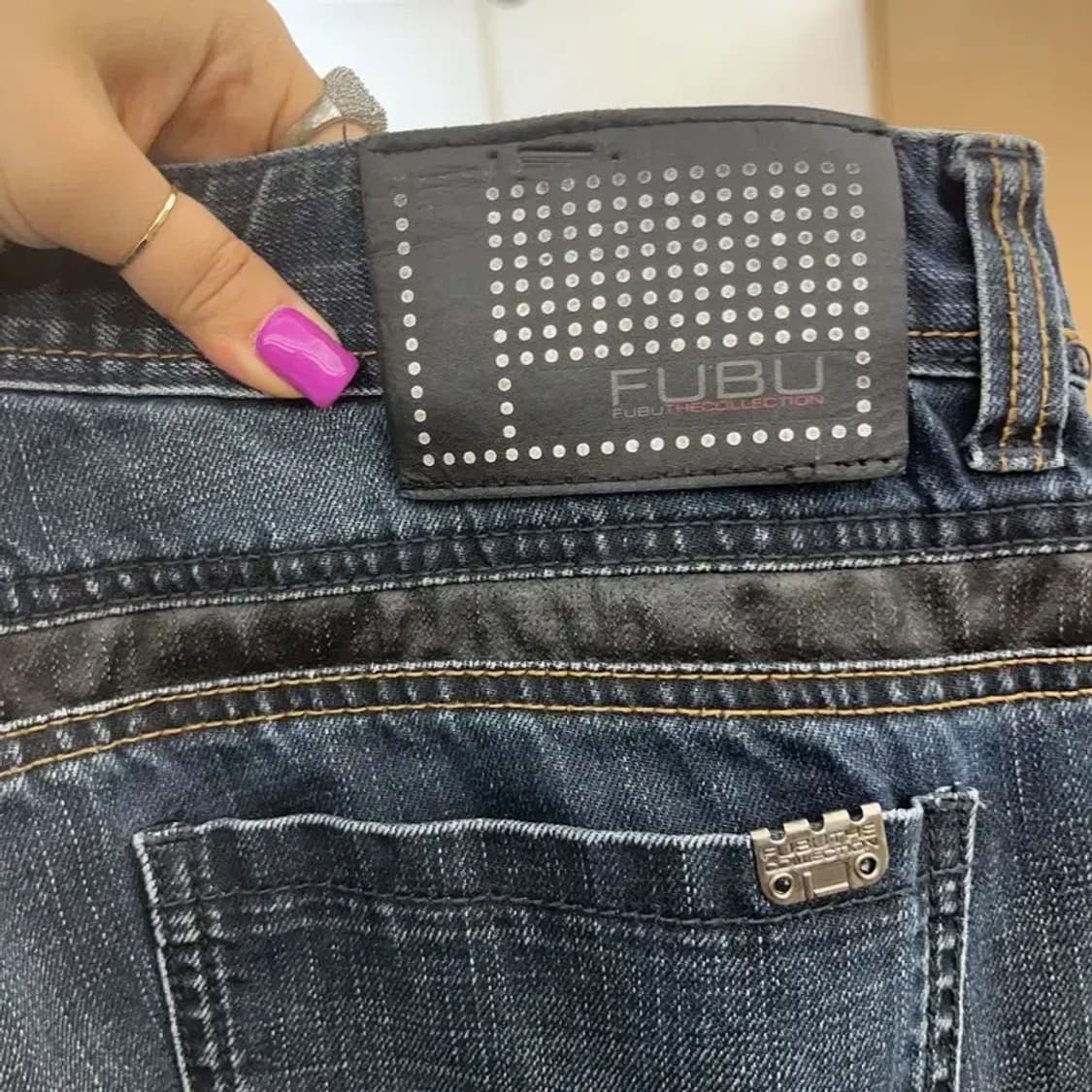 푸부 올드스쿨 빈티지 Y2K 로고플레이 데님팬츠 35인치 C06636 상품이미지5