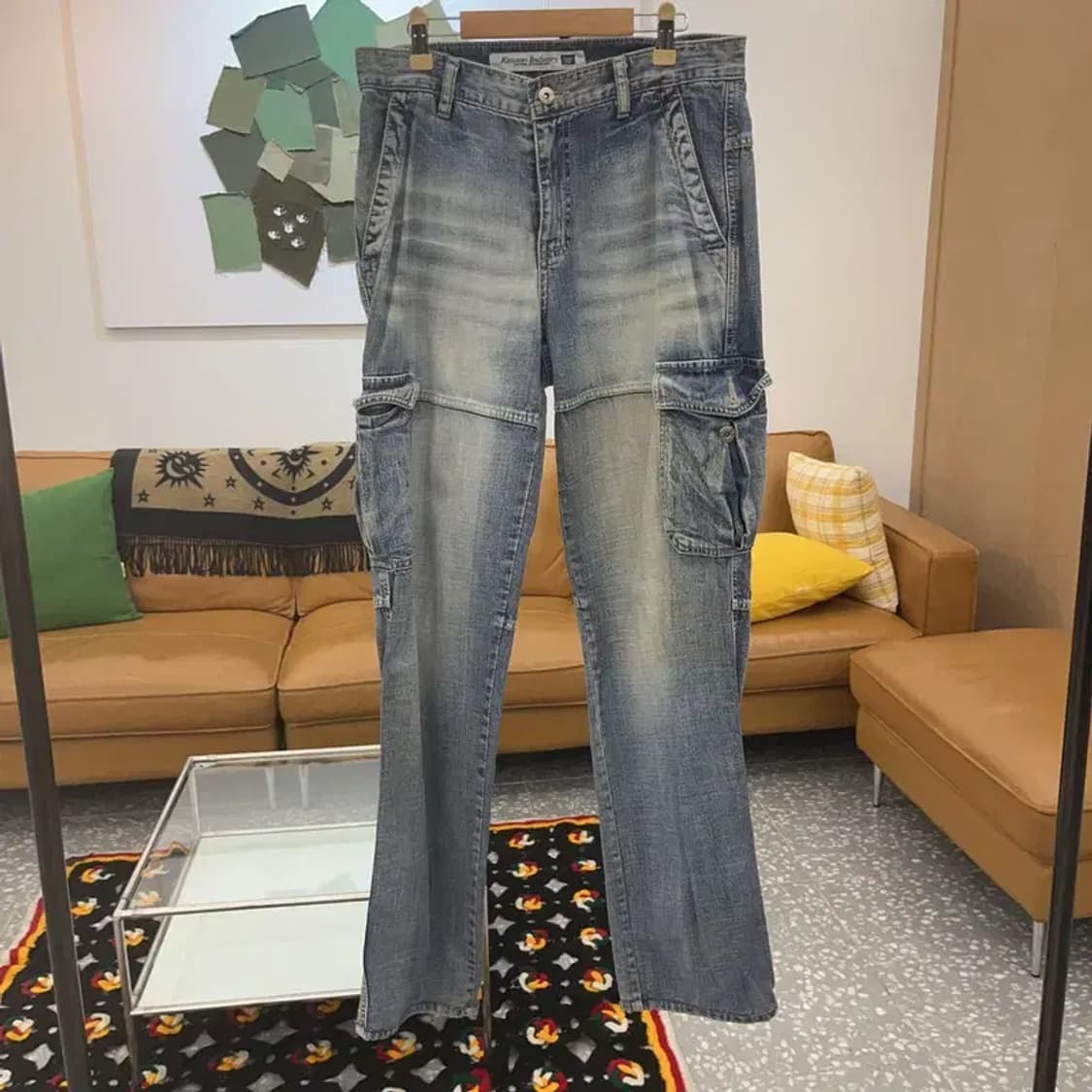 빈티지 올드스쿨 워싱 와이드 멀티포켓 카고 데님팬츠 30인치 C06671 상품이미지3