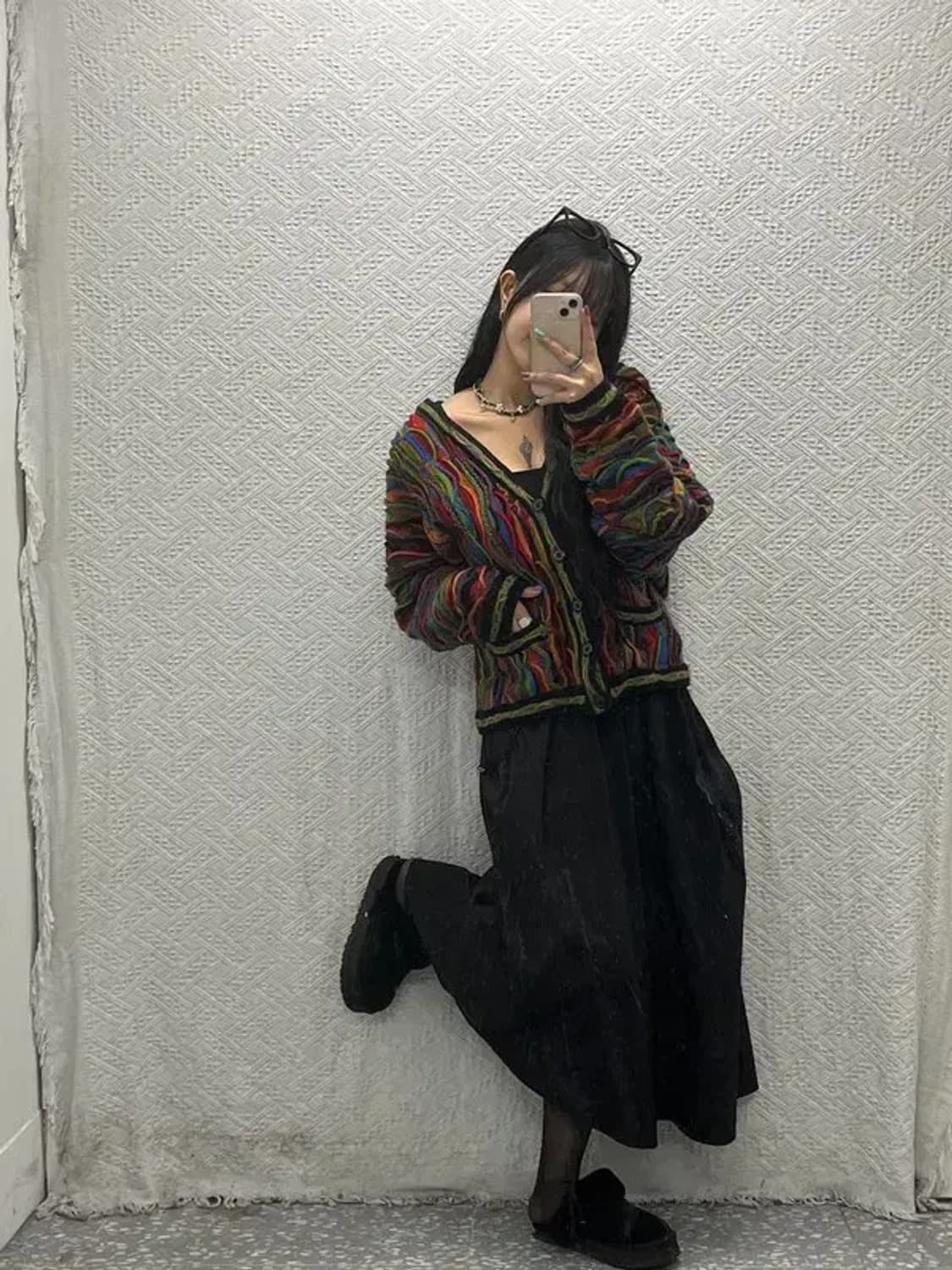 림노스 보헤미안 에스닉 비비드 멀티컬러 니트 울 가디건 L C06649 상품이미지2