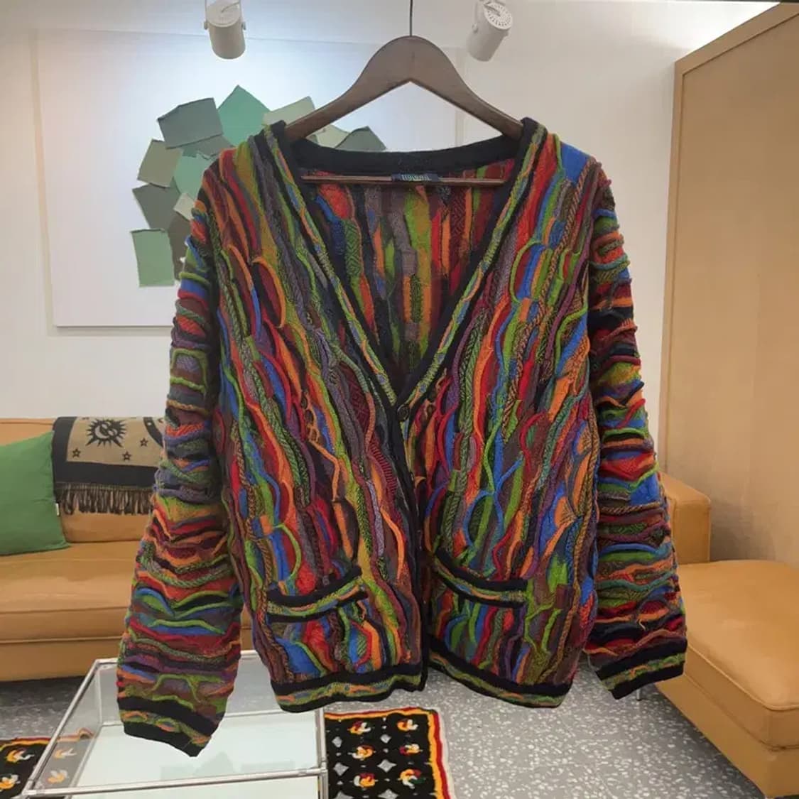 림노스 보헤미안 에스닉 비비드 멀티컬러 니트 울 가디건 L C06649 상품이미지3
