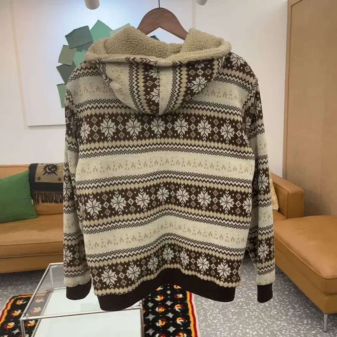 프레드페리 빈티지 노르딕 패턴 셰르파 양털 니트 후드집업 L C06644 상품이미지4