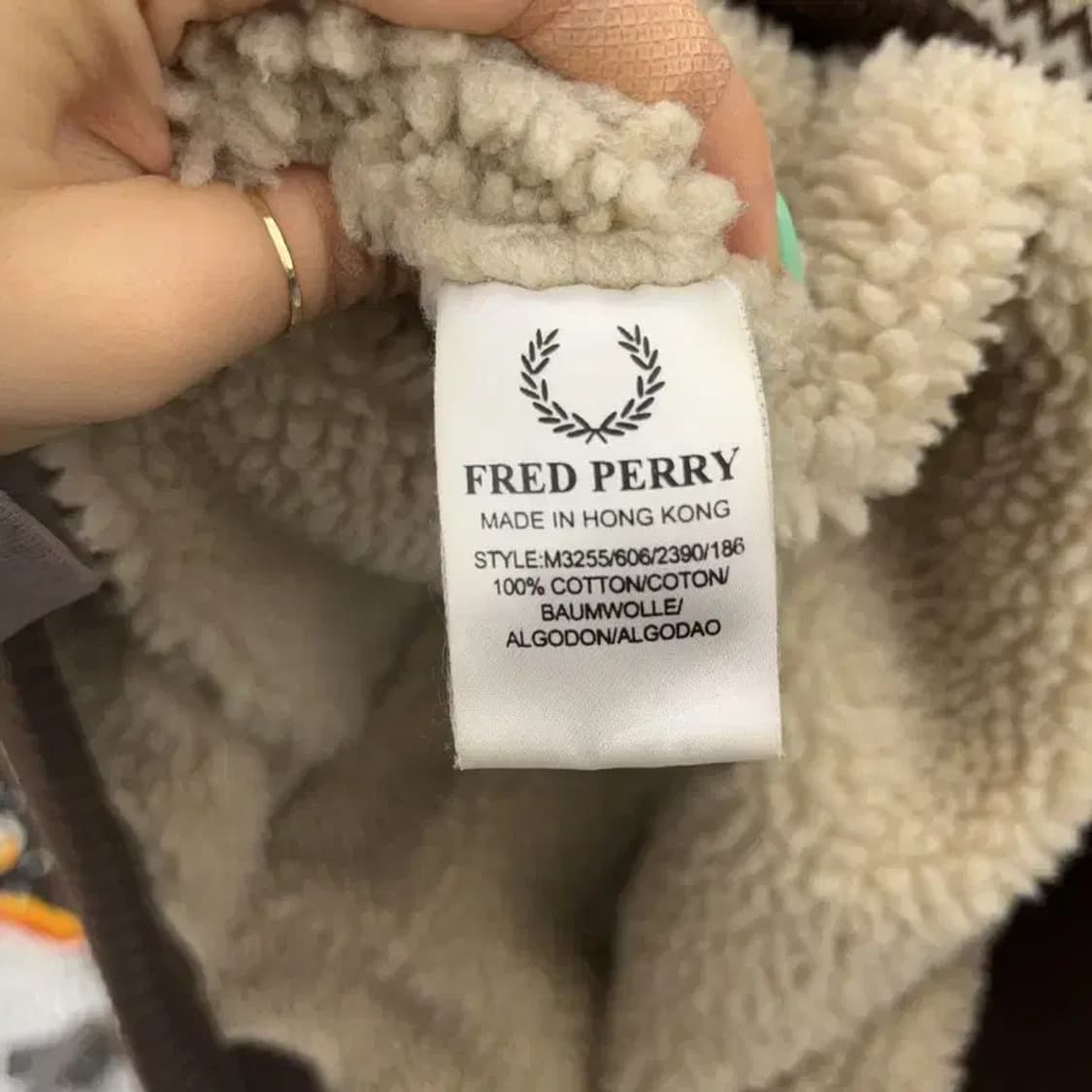 프레드페리 빈티지 노르딕 패턴 셰르파 양털 니트 후드집업 L C06644 상품이미지6
