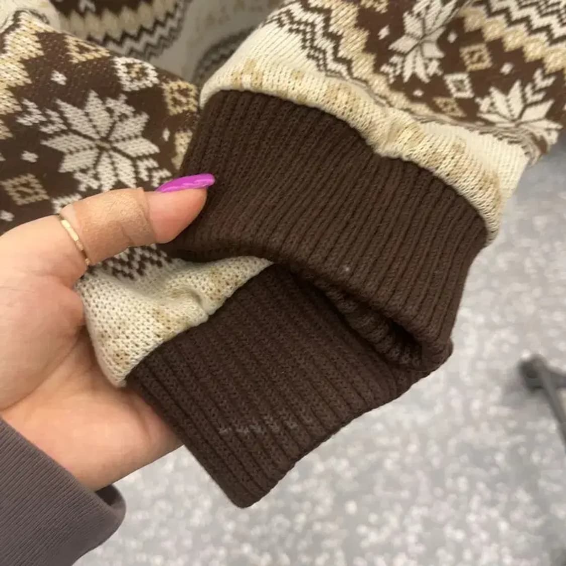 프레드페리 빈티지 노르딕 패턴 셰르파 양털 니트 후드집업 L C06644 상품이미지8