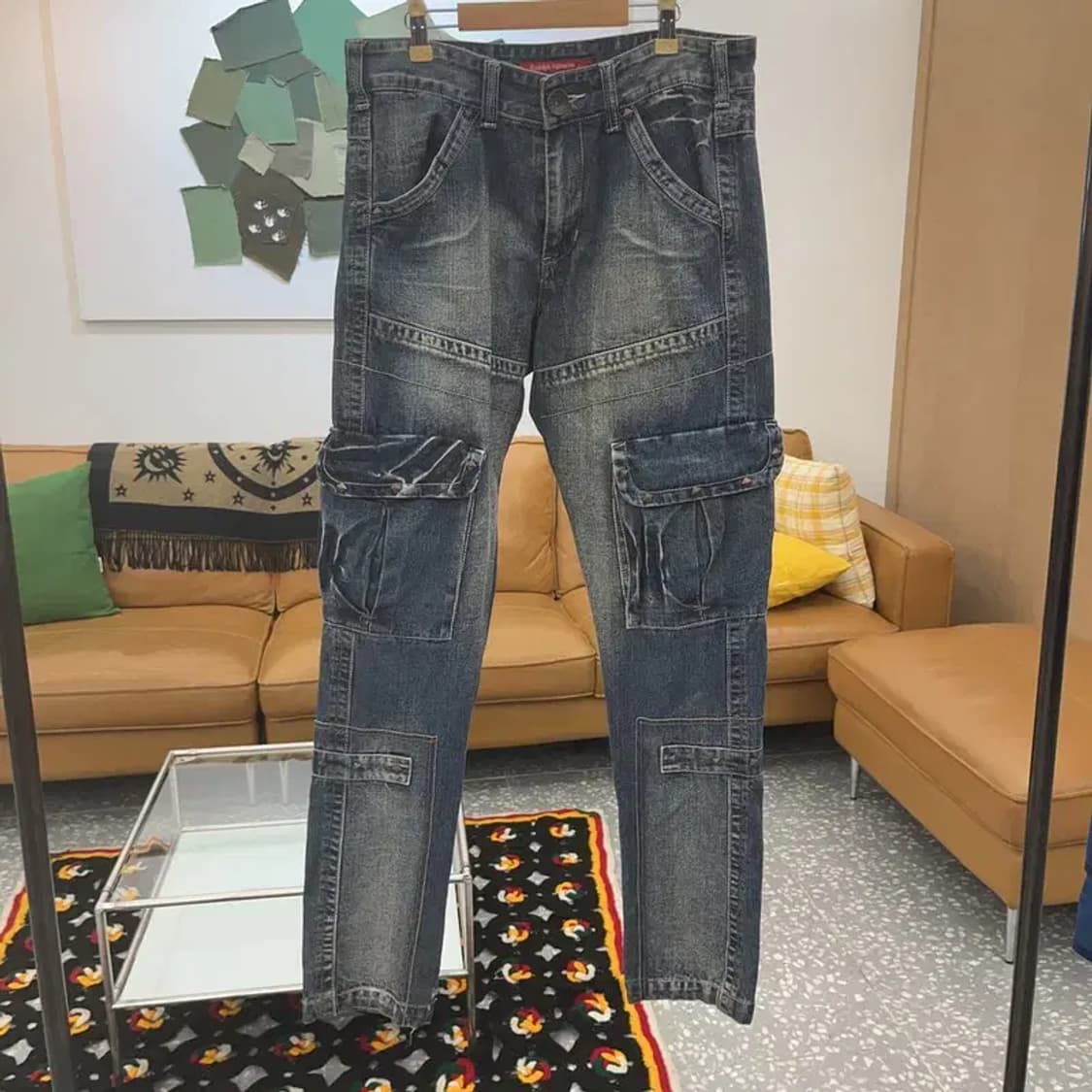 루돌프 발렌티노 올드스쿨 메탈 포켓 데님 카고팬츠 32인치 C06673 상품이미지3