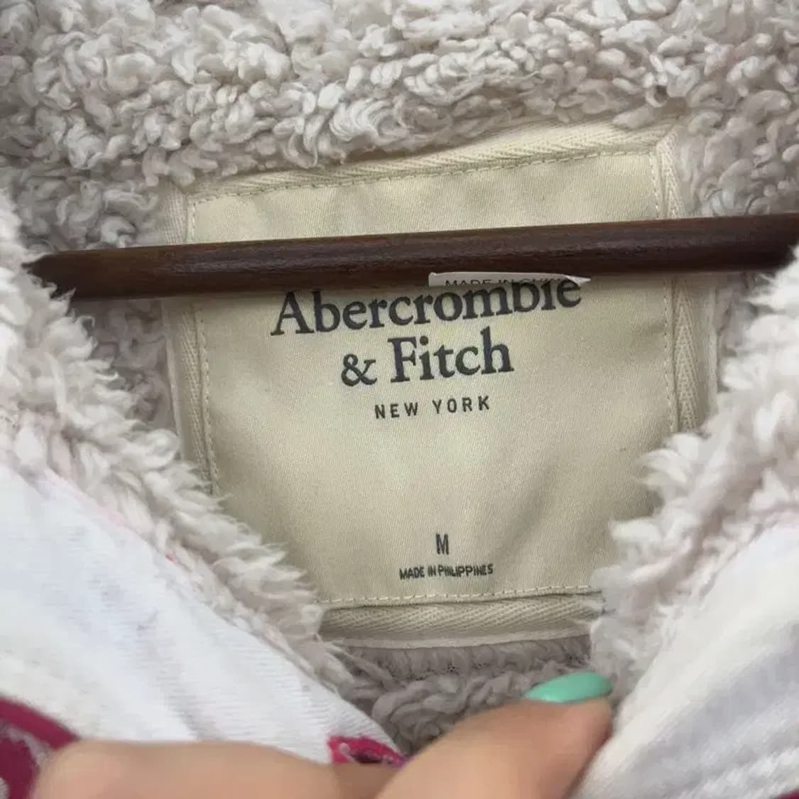 아베크롬비 대장급 90's Y2K 딥핑크 양털 후드 자켓 M C06691 상품이미지5