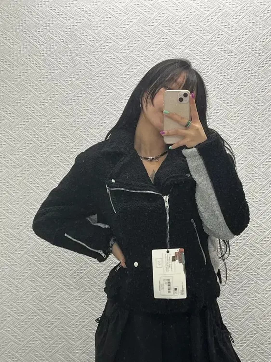 로맨틱크라운 유니크 배색 크롭 양털 무스탕 S C06708 상품이미지2