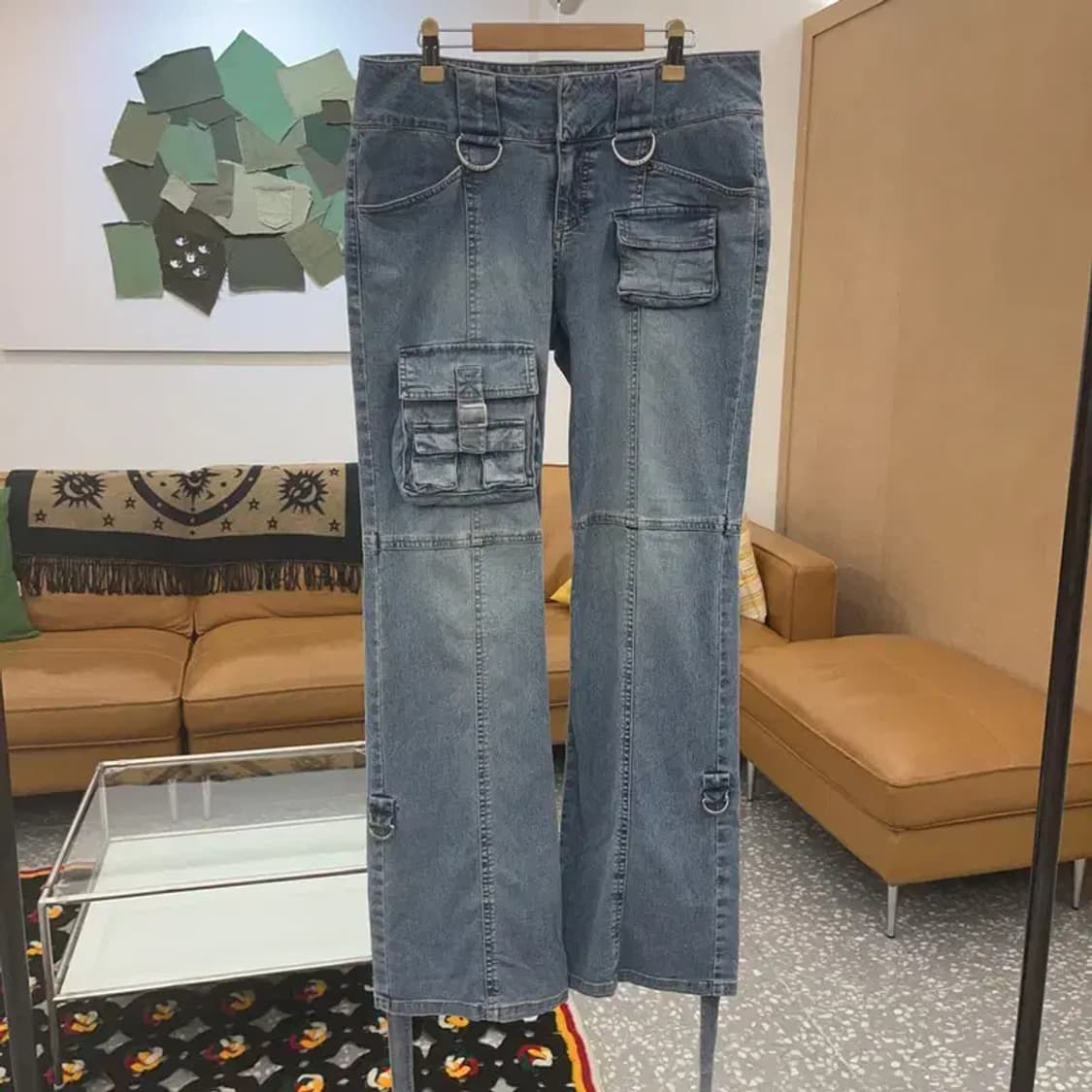 게스 워크웨어 Y2K 멀티포켓 부츠컷 데님 카고 청바지 70 C06714 상품이미지3