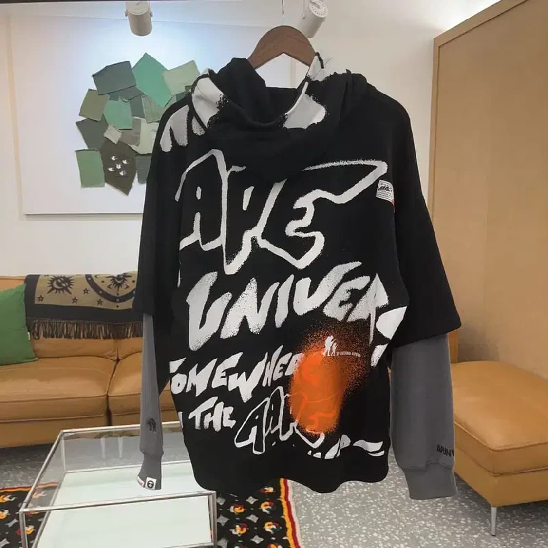 베이프 에이프 심볼리즘 스트릿 힙합 레이어드 후드티 M C06703 상품이미지4