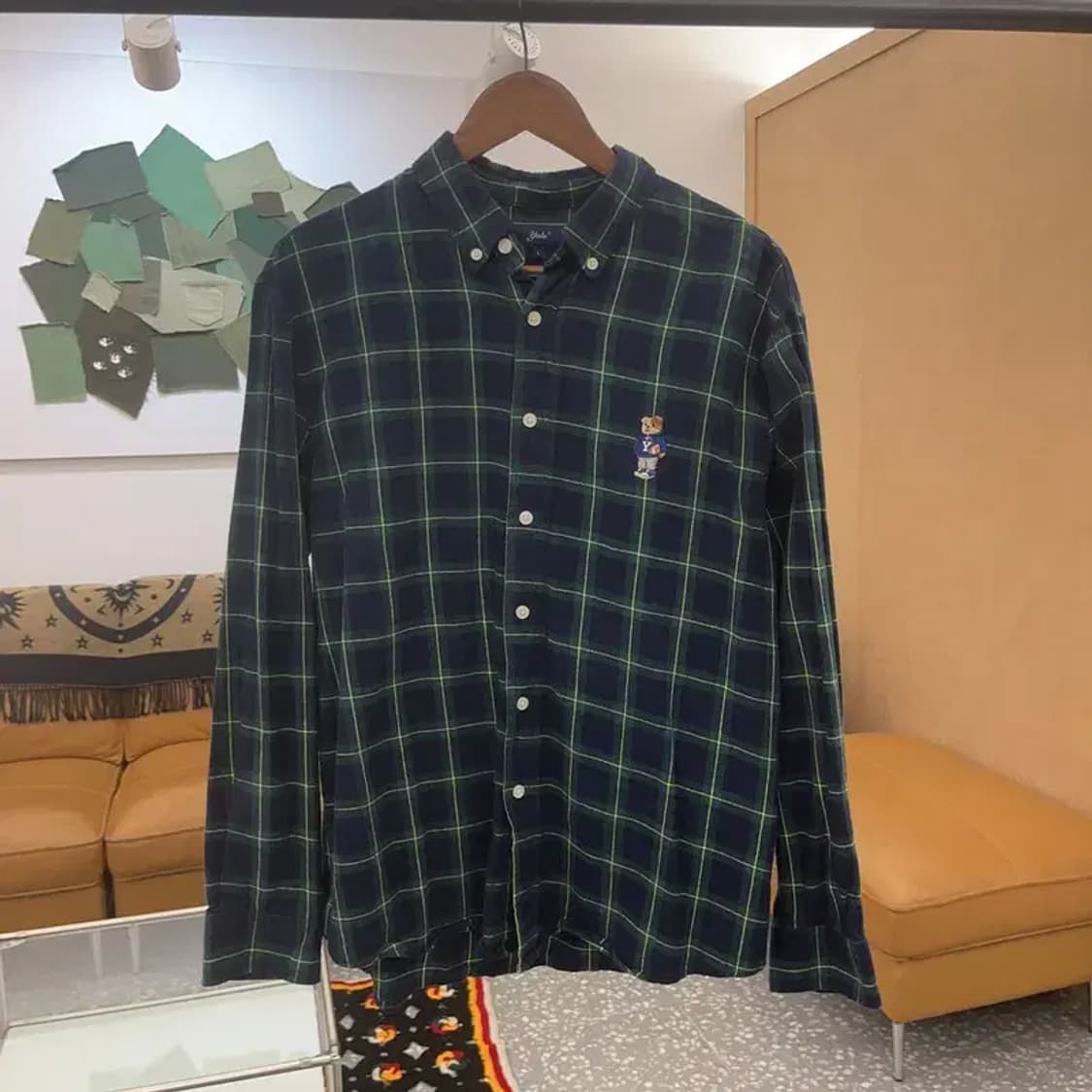 예일 베어자수 버튼다운 홀리데이 그린 셔츠 L C06738 상품이미지3