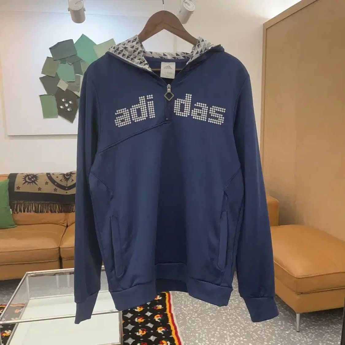 아디다스 올드스쿨 스펠아웃 패턴로고 반집업 져지 후드티 L C06744 상품이미지3