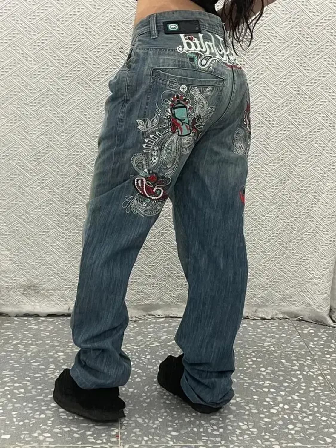 에코리미티드 올드스쿨 일본풍 자수 데님팬츠 36인치 C06750 상품이미지1