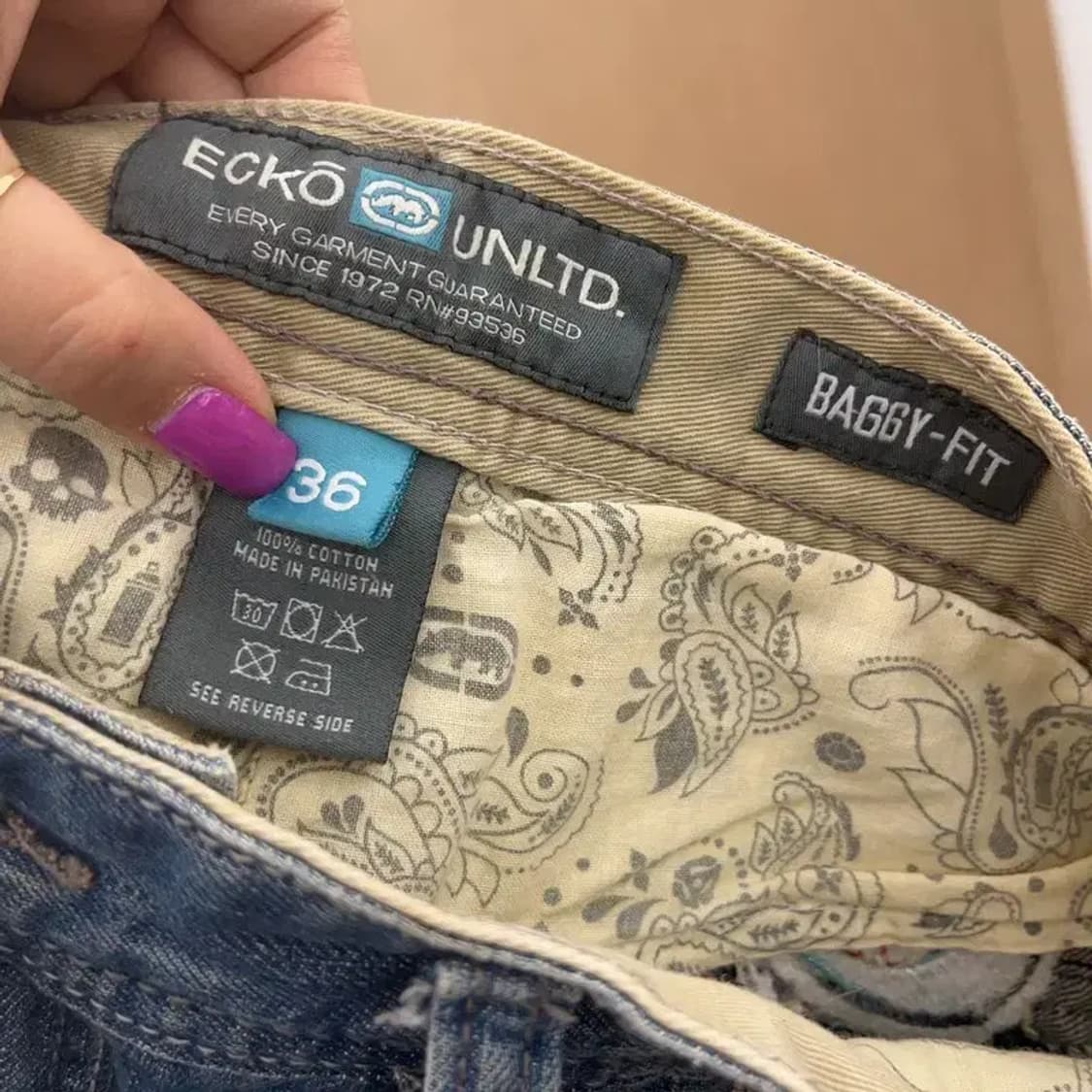 에코리미티드 올드스쿨 일본풍 자수 데님팬츠 36인치 C06750 상품이미지5