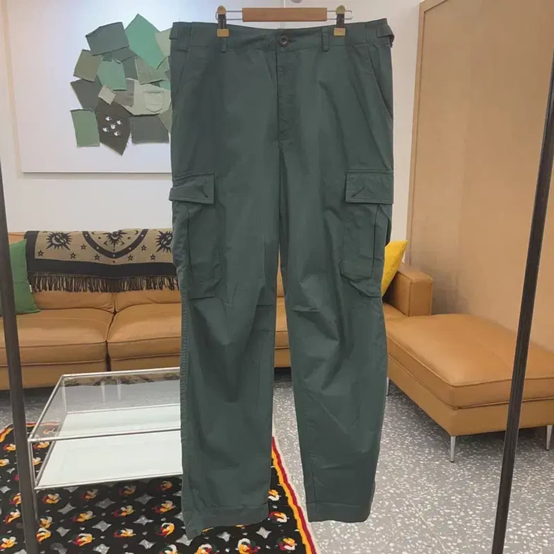 빈티지 스트릿 힙합 올리브 그린 스트랩 카고팬츠 M C06754 상품이미지3